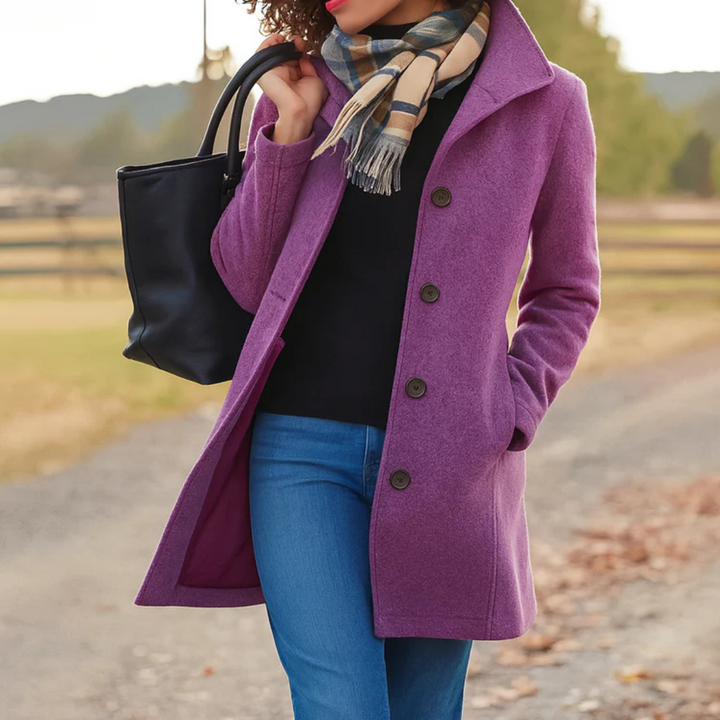 Womens Coats Long Tailored Wool Overcoat with Button Front – Elegant Black Winter Coat 3