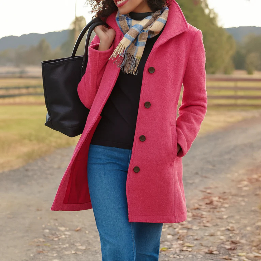Womens Coats Long Tailored Wool Overcoat with Button Front – Elegant Black Winter Coat 4