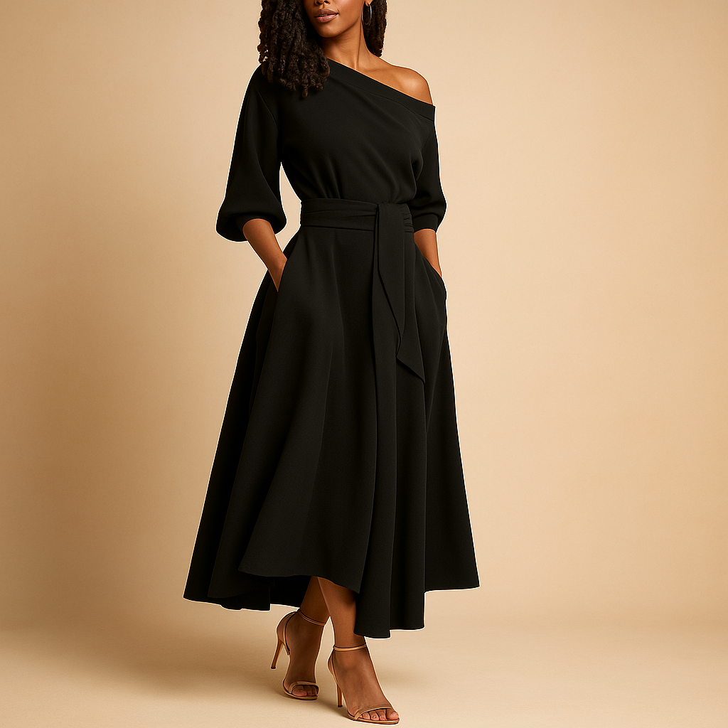 Elegant belted midi dress for women | Maureen