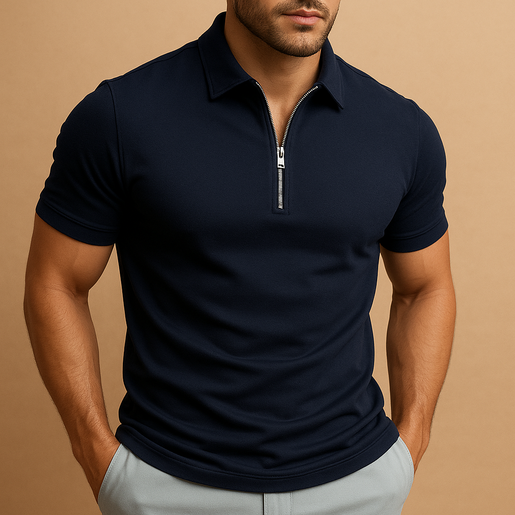 Zip neck polo shirt for men | Mason